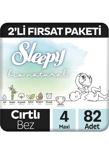 Bio Natural 2'li Fırsat Paketi Bebek Bezi 4 Numara Maxi 82 Adet fiyatları