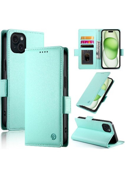IPhone 15 Için Flip Case Artı Flip Cüzdan Kartvizit Yuvaları Günlük Kullanım (Yurt Dışından)