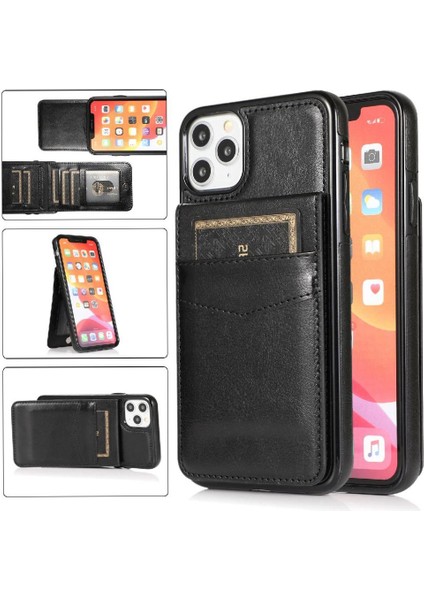 IPhone 11 Pro Max Kart Tutucu Kılıf Cüzdan Manyetik Toka ile Uyumlu (Yurt Dışından)