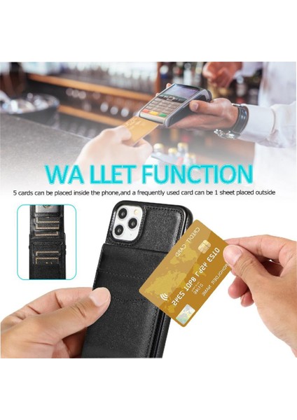 IPhone 11 Pro Max Kart Tutucu Kılıf Cüzdan Manyetik Toka ile Uyumlu (Yurt Dışından)