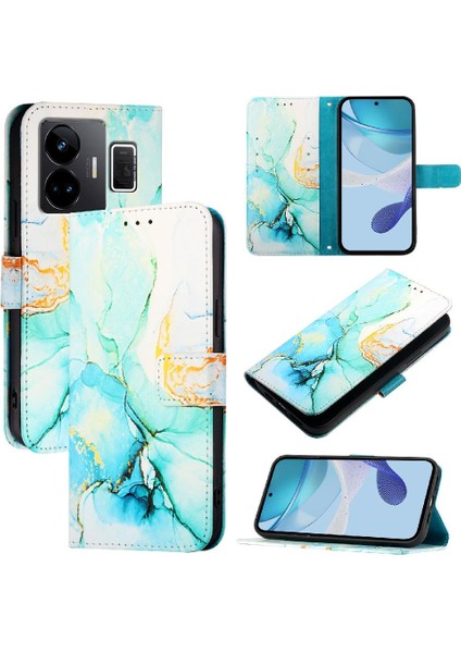 Realme Gt Neo 5 5g Pu Deri Cüzdan Kickstand Mermer Desen (Yurt Dışından)