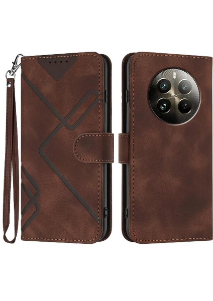 Kart Yuvası Standı Manyetik Flip ile Realme 12 Artı Pu Deri Için Flip Case (Yurt Dışından)