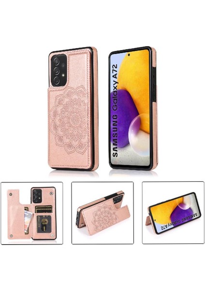 Samsung Galaxy A72 Desen Çiçek Mandala Için Kart Tutucu Kılıf ile Cüzdan (Yurt Dışından) modelleri