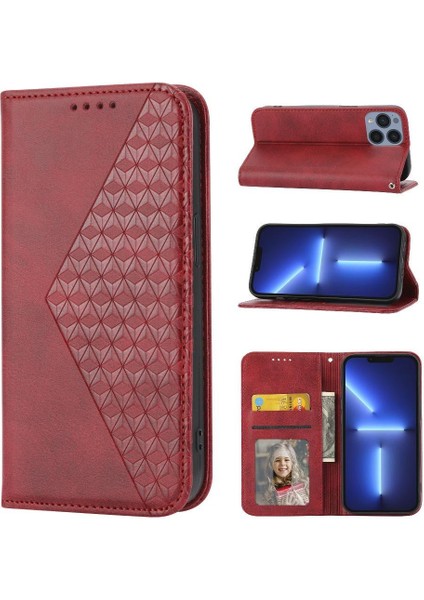 IPhone 12 Için Flip Case Pro Max Eşkenar Dörtgen Şekli El Kayışı Standı Cüzdan Kullanımı (Yurt Dışından)