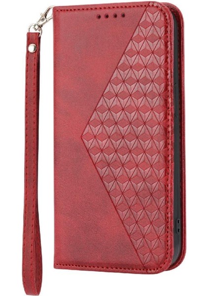 IPhone 12 Için Flip Case Pro Max Eşkenar Dörtgen Şekli El Kayışı Standı Cüzdan Kullanımı (Yurt Dışından)
