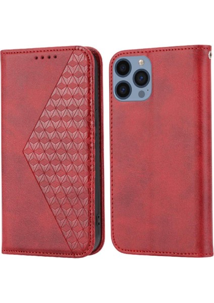 IPhone 12 Için Flip Case Pro Max Eşkenar Dörtgen Şekli El Kayışı Standı Cüzdan Kullanımı (Yurt Dışından)