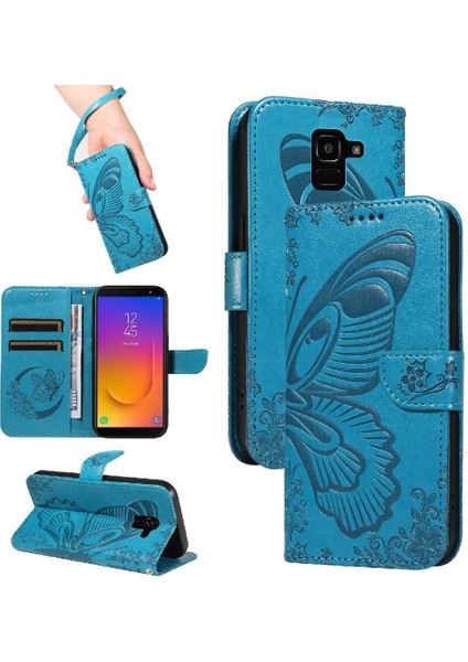 Samsung Galaxy J6 2018 Için Flip Case Ayrılabilir El Kayışı Kabartmalı Yüksek (Yurt Dışından)