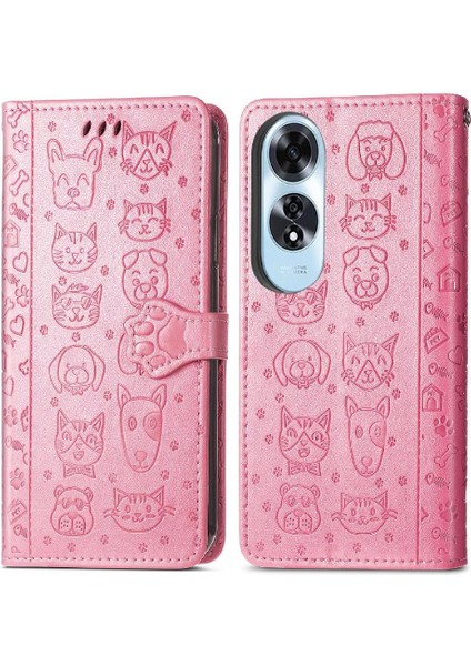 Oppo A60 4g Flip Kapak Için Flip Case Kısa Kayış Deri Kılıf Karikatür (Yurt Dışından)