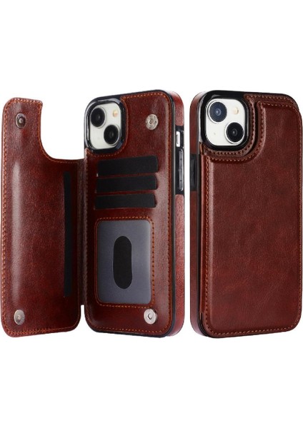 IPhone 15 Için Cüzdan Durumda Artı Kart Yuvaları Kickstand Çift Manyetik Toka (Yurt Dışından)