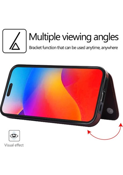 IPhone 15 Için Cüzdan Durumda Artı Kart Yuvaları Kickstand Çift Manyetik Toka (Yurt Dışından)