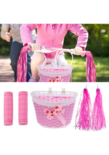 Pembe Tarzı Çocuklar Için Bisiklet Ön Direksiyon Sepeti + Retro Püsküller Süsler Bisikletler Trisikletler Scooterlar Bisiklet Direksiyon Kılıfı (Yurt Dışından) fiyatları
