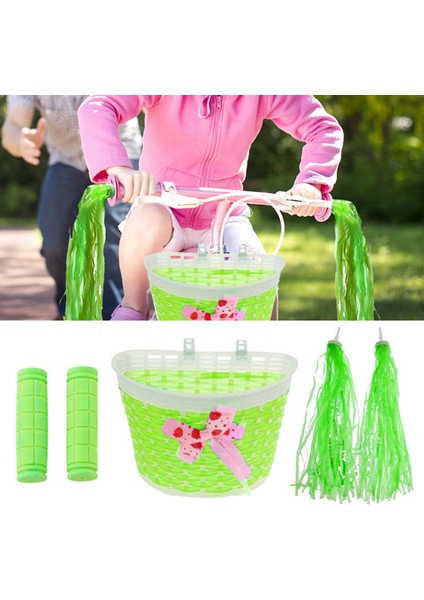 Pembe Tarzı Çocuklar Için Bisiklet Ön Direksiyon Sepeti + Retro Püsküller Süsler Bisikletler Trisikletler Scooterlar Bisiklet Direksiyon Kılıfı (Yurt Dışından) fırsatları