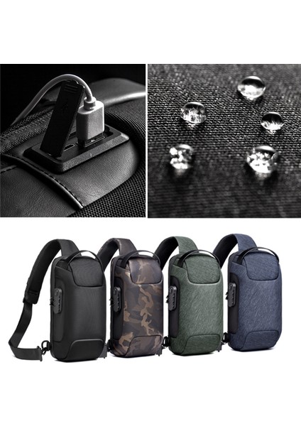 9529 Ordu Yeşili Tarzı 20X12X38 cm Erkek Su Geçirmez USB Bisiklet Çantası Oxford Omuz Çantası Bisiklet Kısa Seyahat Için Anti-Hırsızlık Çantası Erkek Göğüs Çantası (Yurt Dışından) indirimleri