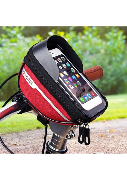 Kırmızı Stil Polyester Su Geçirmez Bisiklet Telefon Tutucu Dokunmatik Ekran Mtb Bisiklet Standı Direksiyon Montajı Akıllı Cep Telefonu Desteği Bisiklet Askısı (Yurt Dışından)