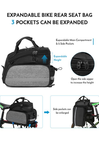 Gri Tarzı LIXADA13L Bisiklet Arka Koltuk Çantası Su Geçirmez Bisiklet Rack Koltuk Çantası Arka Bagaj Sırt Çantası El Çantası Omuz Çantaları (Yurt Dışından) indirimleri