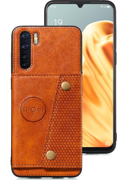 Oppo F15 Darbeye Koruyucu Cüzdan Kılıf Için Cüzdan Kılıf Kickstand Buit (Yurt Dışından)