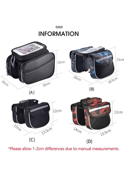 Stil C Mavi Stil Bisiklet Çantaları Yağmurluk Bisiklet Çantaları Çerçeve Ön Tüp Bisiklet Telefon Tutucu Çantası Motosiklet Yan Çantalar Pannierler Bisiklet Aksesuarları XA193TQ (Yurt Dışından) fırsatları