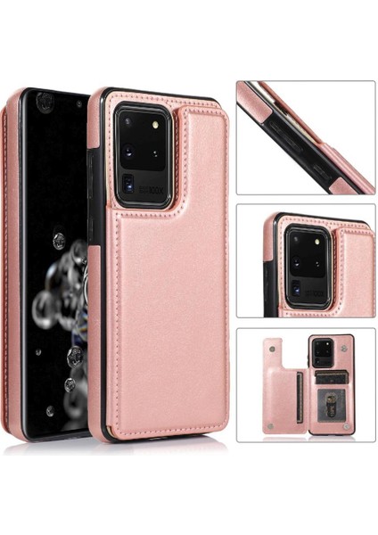 Kart Pu ile Samsung Galaxy S20 Ultra Kickstand Kart Yuvaları Için Cüzdan Kılıf (Yurt Dışından)