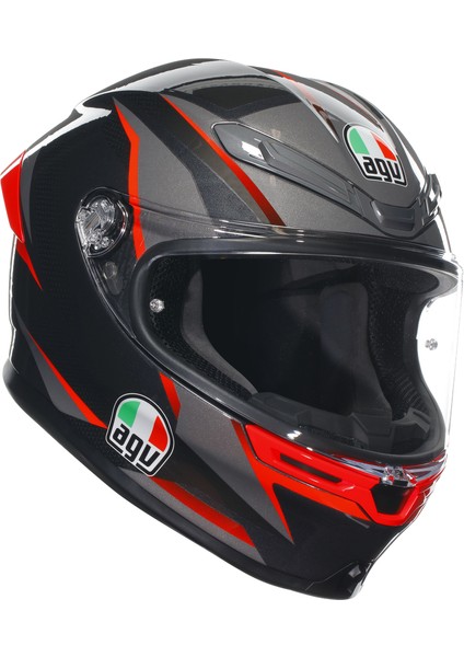 Agv K6S Mplk Slashcut Blk Grey Red Kapalı Kask