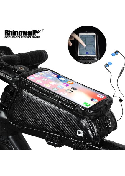 Karbon Siyahı Tarzı Rhinowalk Mtb Bisiklet Çantası Yağmurluk Dokunmatik Ekran Bisiklet Üst Ön Tüp Çerçeve Çantaları Telefon Kılıfı (Yurt Dışından) fiyatları