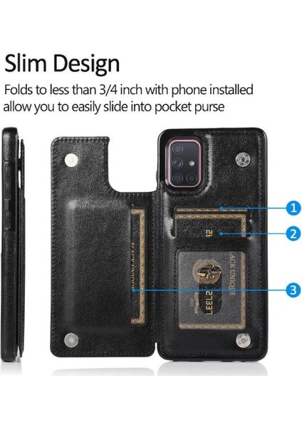 Kart Tutucu Kickstand Çift ile Samsung Galaxy A71 4g Için Cüzdan Kılıf (Yurt Dışından) indirimleri
