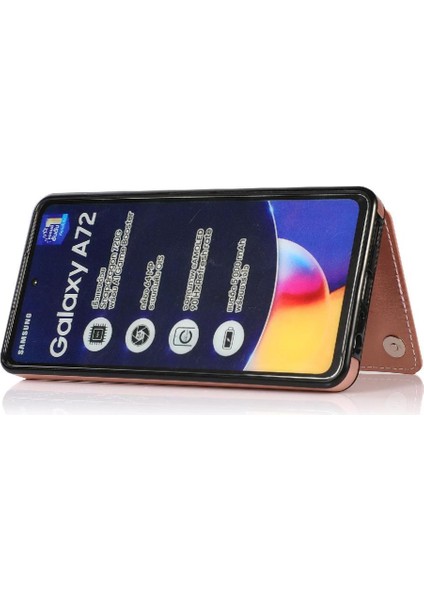 Kart Sahibinin Pu Deri Kart Yuvaları ile Samsung Galaxy A72 Için Cüzdan Kılıf (Yurt Dışından) modelleri