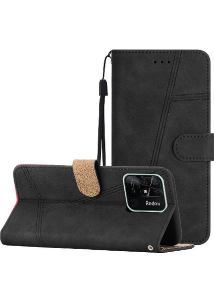 Xiaomi Redmi 10C Cüzdan Pu Deri Bilek Kayışı Kart Yuvaları Için Flip Case (Yurt Dışından)