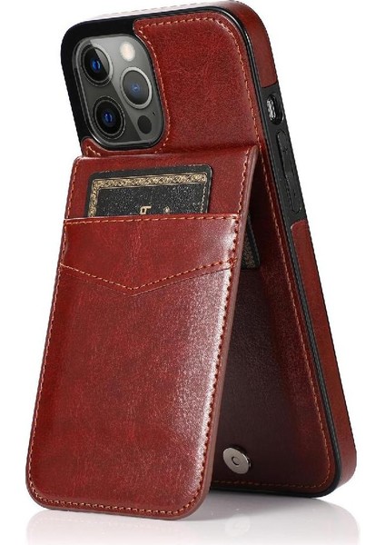 IPhone 12 Pro Max Kart Tutucu Premium Deri Manyetik ile Uyumlu (Yurt Dışından)