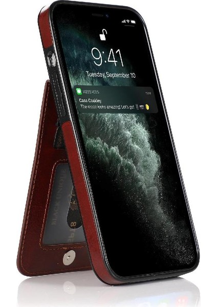 IPhone 12 Pro Max Kart Tutucu Premium Deri Manyetik ile Uyumlu (Yurt Dışından)