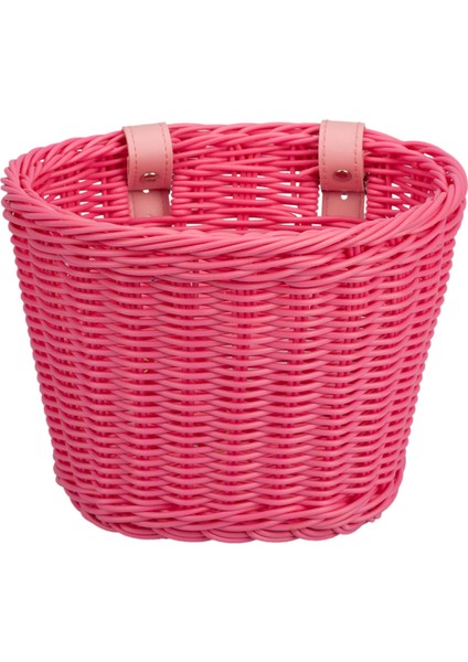 21X16X16CM-PK Tarzı Çocuk Bisikleti ve Scooter Sepeti - 2 Deri Askı, Çıkarılabilir Hasır D-Şekilli El Yapımı Depolama Sepeti (Yurt Dışından)