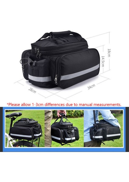 Siyah Stil Bisiklet Çantası Su Geçirmez 27L Büyük Kapasiteli Mtb Bisiklet Sele Çantası Bisiklet Katlanabilir Kuyruk Arka Çanta Bagaj Aksesuarları XA225Q (Yurt Dışından) modelleri