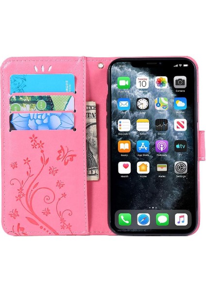 IPhone 11 Için Filp Durumda Pro Max Kart Tutucu Bilek Kayışı Kickstand Pu (Yurt Dışından)