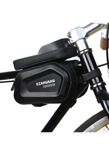 Bisiklet Çantası Yağmurluk Tarzı Rzahuahu 7 Inceleme Bisiklet Ön Çerçeve Çantası Dokunmatik Ekran Su Geçirmez Eva Sert Kabuk Bisiklet Üst Tüp Depolama Çantaları Organizatör Açık (Yurt Dışından) fırsatları