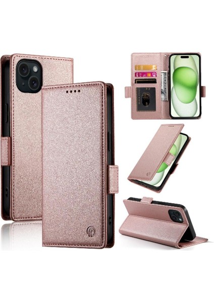 IPhone 15 Için Flip Case Artı Flip Cüzdan Kartvizit Yuvaları Günlük Kullanım (Yurt Dışından)