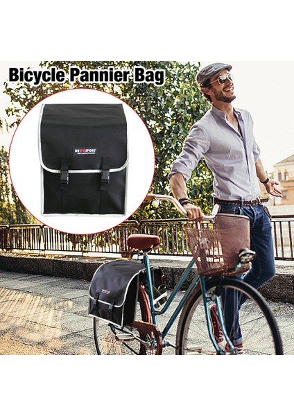 Siyah Stil Şehir Bisikleti Yan Çanta Çanta Yağmurluk ve Yansıtıcı Şerit Su Geçirmez Bisiklet Arka Koltuk Yan Çantalar Paketi Bisiklet Aksesuarları (Yurt Dışından) fırsatları