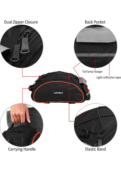 Bordo Tarzı Lixada Bisiklet Çantası 13L Çok Fonksiyonlu Bisiklet Arka Koltuk Çantası Açık Bagaj Çantası El Çantası Arka Bisiklet Yan Çantaları Montalismo (Yurt Dışından) modelleri