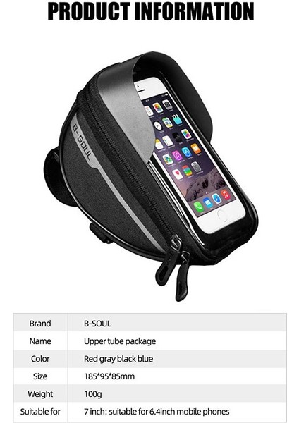 Stil2-Siyah Tarzı Bisiklet Çantası 1l Çerçeve Ön Tüp Bisiklet Dokunmatik Ekran Su Geçirmez Telefon Kılıfı Tutucu 7 Inç Bisiklet Aksesuarları (Yurt Dışından) fırsatları