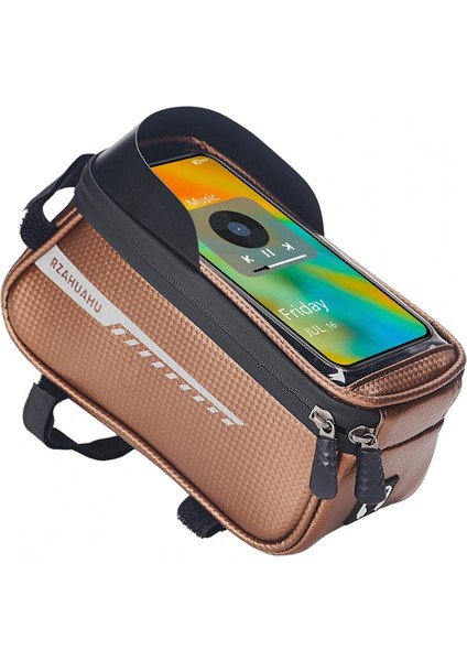 Altın Tarzı 1.5l Bisiklet Çantası Su Geçirmez Dokunmatik Ekran Telefon Kılıfı Üst Tüp Çantası Çerçeve Ön Tüp Işık Bariyeri Kulaklık Deliği Bisiklet Çerçeve Pouch (Yurt Dışından)