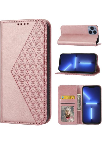 IPhone 14 Için Flip Case Artı Günlük Kullanım El Kayışı Standı Cüzdan Eşkenar Dörtgen (Yurt Dışından)