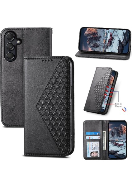 Samsung Galaxy M55 Günlük Kullanım Için Flip Case Standı Cüzdan El Kayışı Eşkenar Dörtgen (Yurt Dışından)