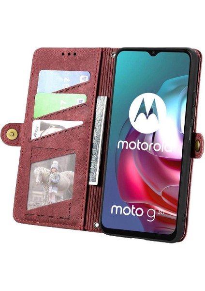 Bdt Shop Motorola Moto G30 Cüzdan Basit Iş Deri Kılıf Flip Case Için Flip Case (Yurt Dışından)