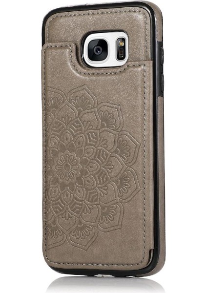 Samsung Galaxy S7 Kenar Desen Çiçek Pu Için Kart Tutucu Kılıf ile Cüzdan (Yurt Dışından)