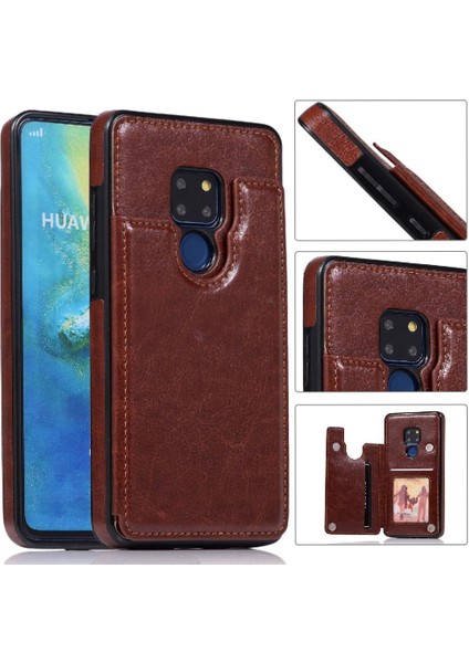 Bdt Shop Cüzdan Kılıf Huawei Mate 20 Kart Yuvaları Için Kickstand Pu Deri Çift (Yurt Dışından)