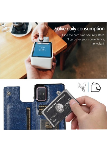 Samsung Galaxy A71 5g Pu Deri Kickstand Kart Yuvaları ile Cüzdan Kılıf (Yurt Dışından)