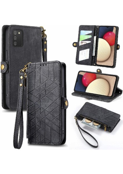 Samsung Galaxy A02S Için Flip Case Darbeye Deri Kılıf Kapak Çevirin (Yurt Dışından)