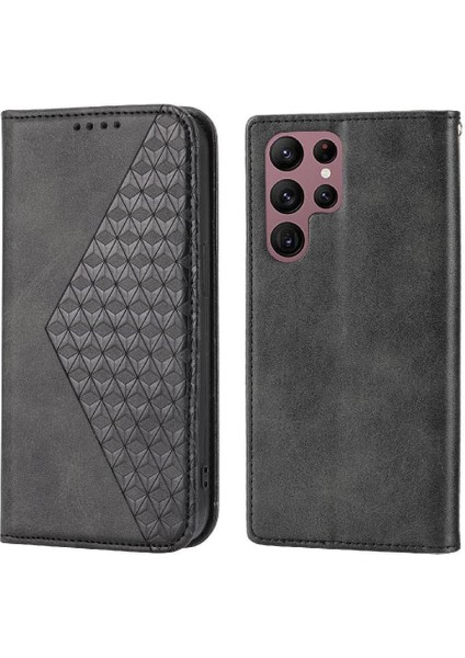 Samsung Galaxy S23 Ultra Cüzdan Için Flip Case El Kayışı Eşkenar Dörtgen Şekli Kullanımı (Yurt Dışından)