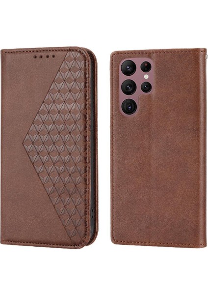 Samsung Galaxy S23 Ultra Cüzdan Için Flip Case El Kayışı Eşkenar Dörtgen Şekli Kullanımı (Yurt Dışından)