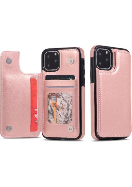 Kart Tutucu Kickstand ile IPhone 11 Pro Max Pu Deri Için Cüzdan Kılıf (Yurt Dışından)