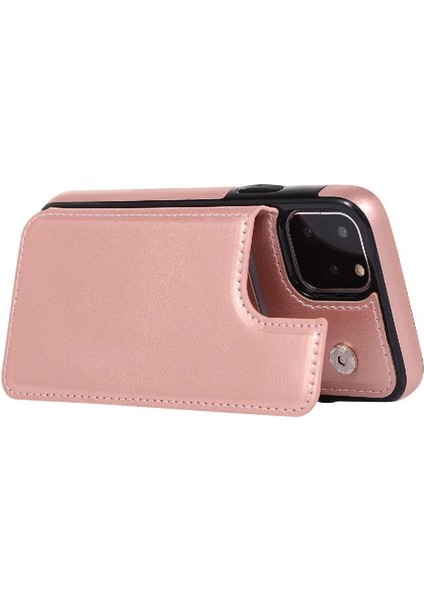 Kart Tutucu Kickstand ile IPhone 11 Pro Max Pu Deri Için Cüzdan Kılıf (Yurt Dışından)