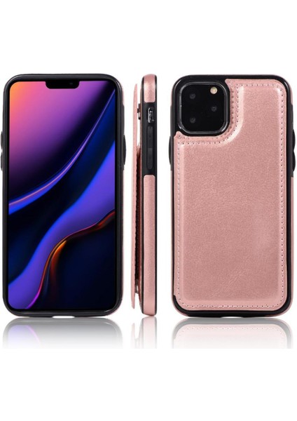 Kart Tutucu Kickstand ile IPhone 11 Pro Max Pu Deri Için Cüzdan Kılıf (Yurt Dışından)
